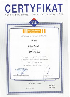 certyfikat ATLAS 2019